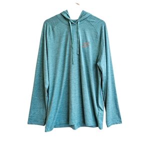 Hurley XL H2O-Dri UPF 50+ Hooded Long Sleeve Rashguard - Aqua Heather
